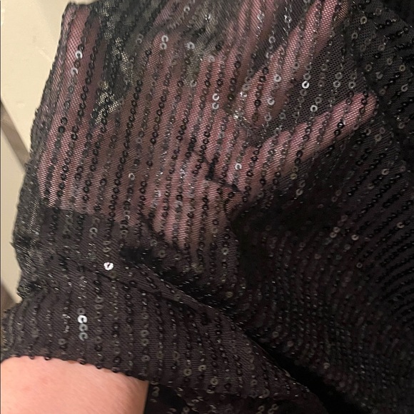 Fashion Nova Black Sequin NWT Mini Dress w/ cape sleeves - Picture 6 of 13